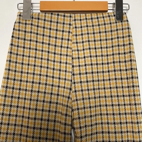 UO Cara Pants Women XS Yellow Black Plaid Kick Flare Knit Crop Stretchy Comfy - Picture 12 of 16